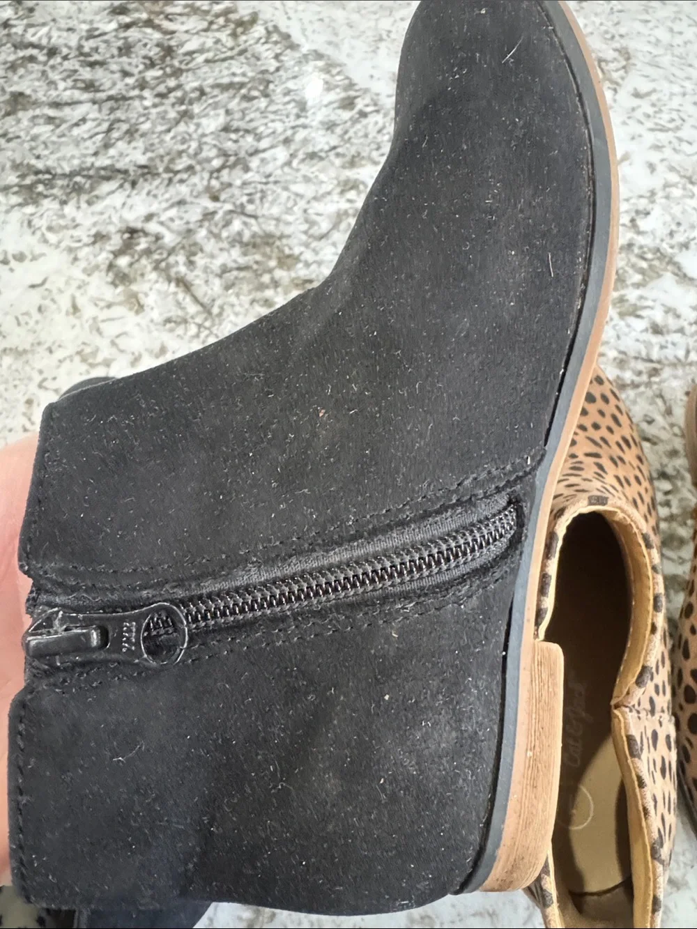 Cat & Jack girls Ankle Boots in Black and Leopard Print